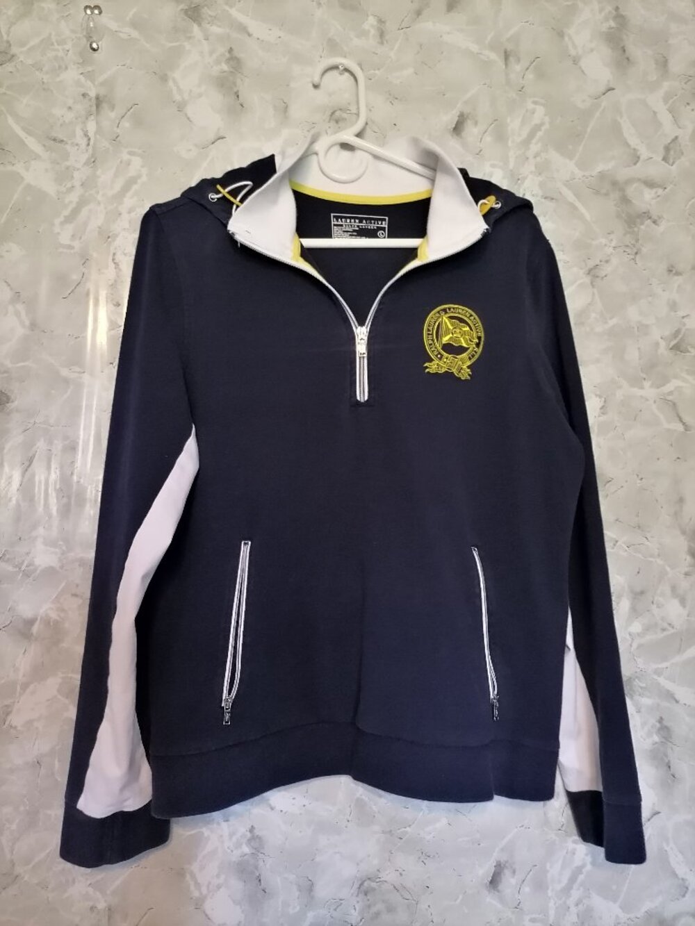 Lauren Active Ralph Lauren Hoodie Mens L Navy Blue Quarter Zip Crest Logo